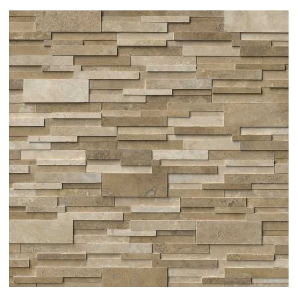 Rockmount Casa Blend 3D Ledger Panel 6 In. X 24 In. Multi Finish Natural Quartzite Wall Tile, 6PK